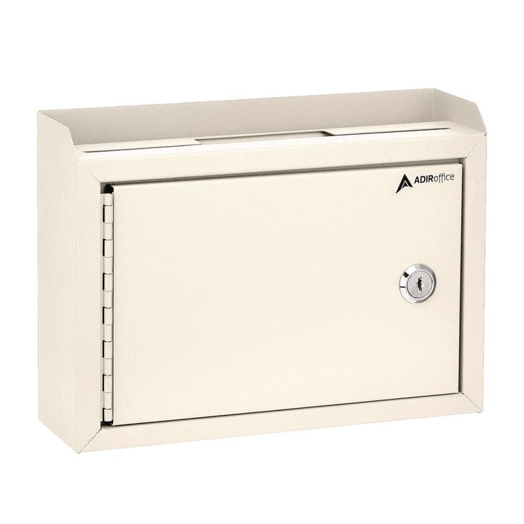 ADIROFFICE Medium Size Steel Multi-Purpose Secure Drop Box, 9.8 x 3.4 x 7.5, White (ALHI63102WHI)