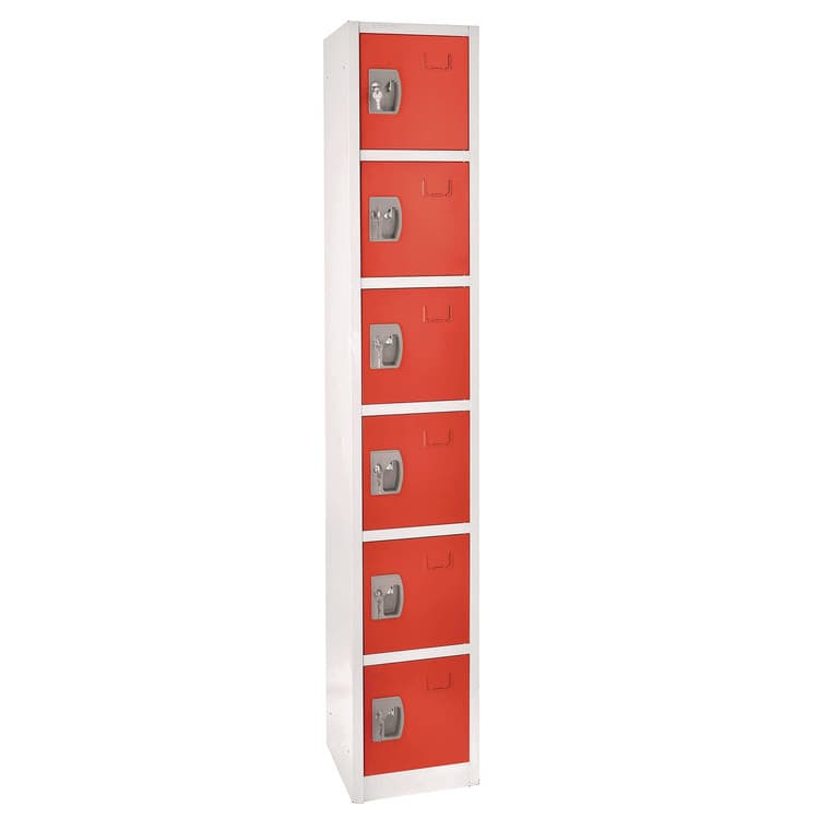 ADIROFFICE Steel Storage Locker, 6 Compartment, 12 x 12 x 72, Red (ALHI629206RED)