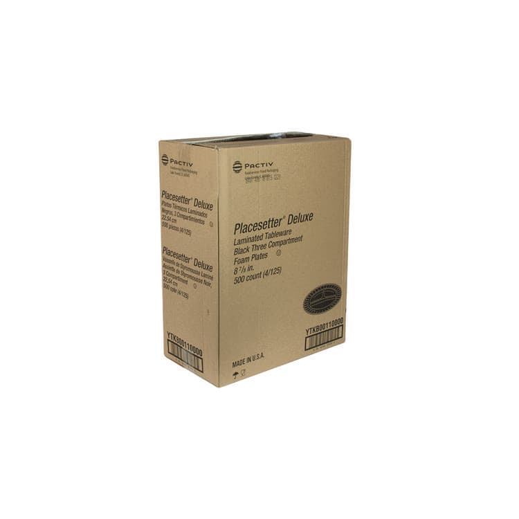 PACTIV EVERGREEN CORPORATION Placesetter Deluxe Laminated Foam Dinnerware, 3-Compartment Plate, 9" dia, Black, 200/Carton (PCTYCI81113) thumbnail 2