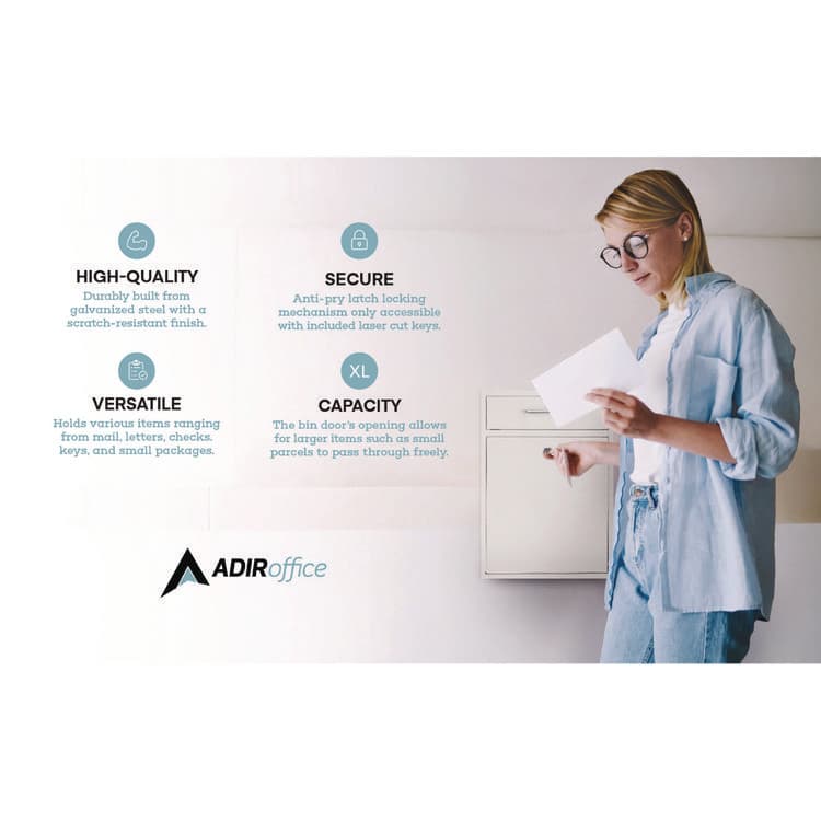 ADIROFFICE Large Ultimate Secure Drop Box Wall Mounted Mail Box, 11.2 x 4.7 x 16.2, White (ALHI63104WHI) thumbnail 3