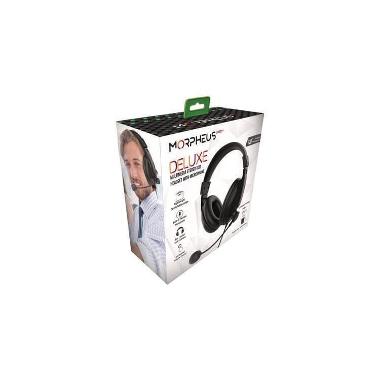 CREATIVE MARKETING, . Deluxe Multimedia Stereo USB Headset with Adjustable Boom Microphone, Over the Head, Binaural (MHSHS3500SU)