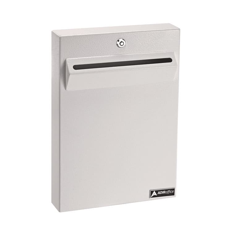 ADIROFFICE Large Wall Mounted Weatherproof Steel Secure Drop Box, 11 x 2.4 x 16, White (ALHI63114WHI)
