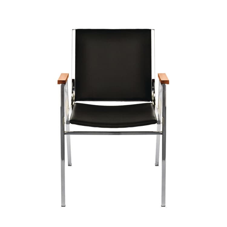 ADIROFFICE Vinyl Chrome Frame Stackable Office Chair, 16.5 x 22 x 32, Black Seat, Black Back, Chrome Base (ALHI63802BK) thumbnail 4