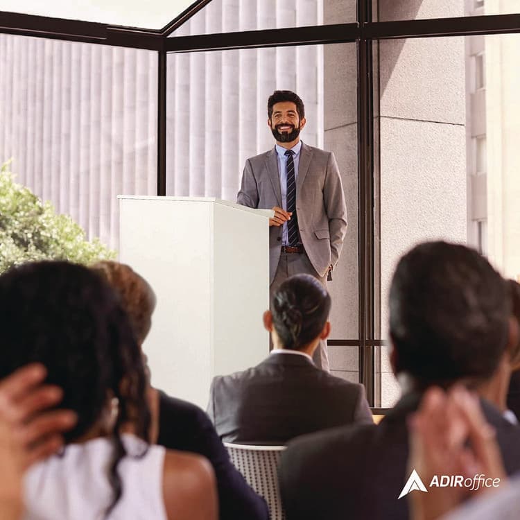 ADIROFFICE Wood Stand-up Podium Lectern Speaker Stand, 23 x 15 x 45.8, White (ALHI66101WHI) thumbnail 4