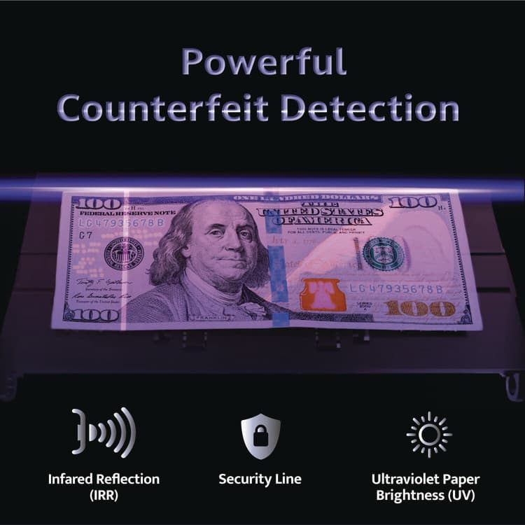 CASSIDA 5520UV/MG Cash Counter, 1,300 bills/min, 9.7" x 11.5" x 7.5", Gray (CIA5520UVMG) thumbnail 2