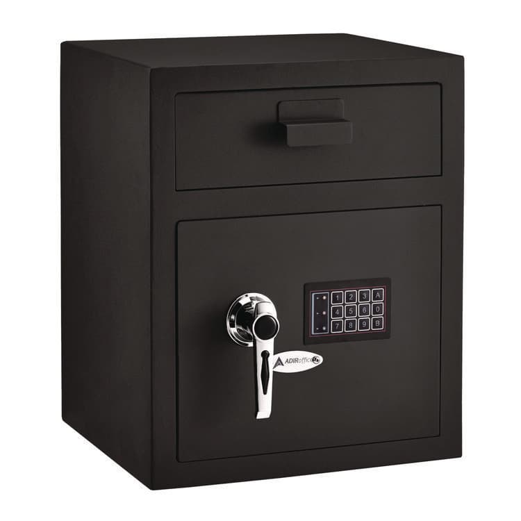 ADIROFFICE 1.1 cu ft Steel Digital Secure Money Deposit Safe with Digital keypad, 15.3 x 13.5 x 19, Black (ALHI670200BLK)