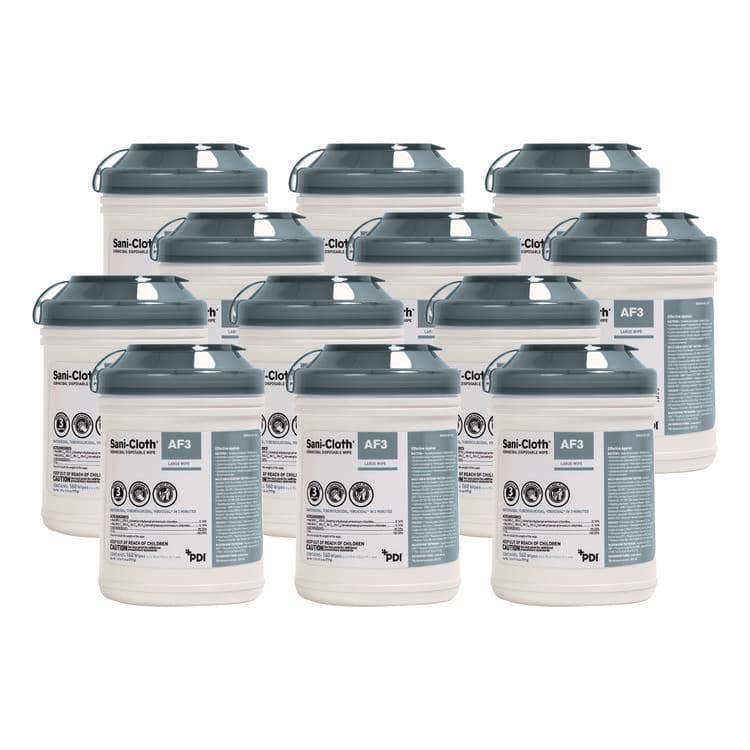 SANI PROFESSIONAL Sani-Cloth AF3 Germicidal Disposable Wipes, 6 x 6.75, White, 160 Wipes/Canister, 12 Canisters/Carton (NICP13872)