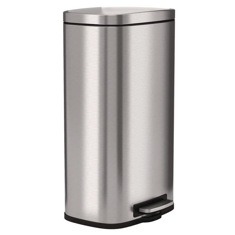 HLS COMMERCIAL Fire-Resistant Step Pedal Trash Can, 8 gal, Plastic/Stainless Steel, Silver (HLMHLSS08RFR)