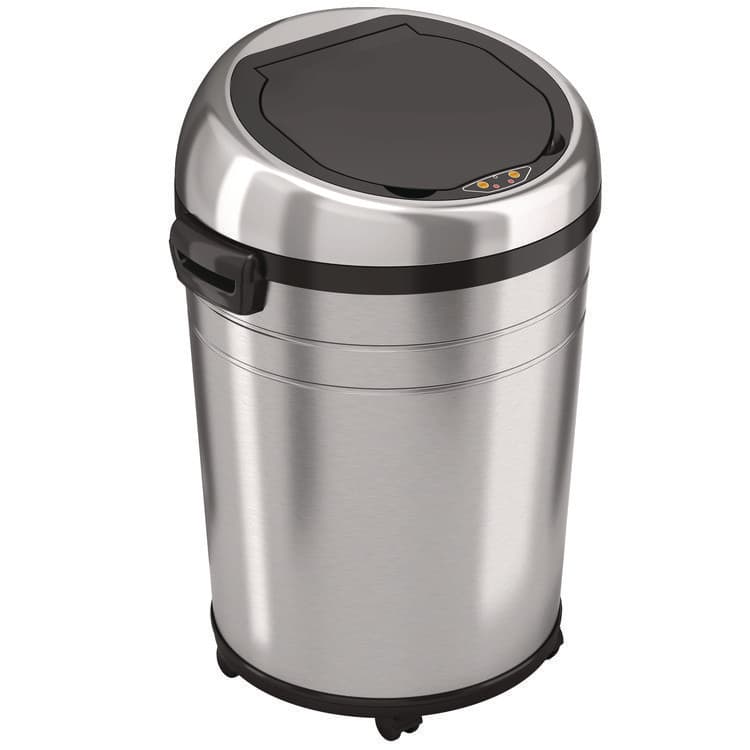 HLS COMMERCIAL Extra-Large Sensor Trash Can with Wheels, 18 gal, Plastic/Stainless Steel (HLMHLS18RC)
