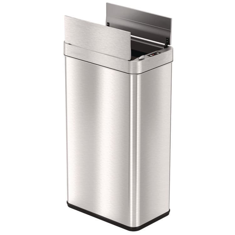 HLS COMMERCIAL Wings Lid Sensor Trash Can, 18 gal, Plastic/Stainless Steel, Silver (HLMHLS18WRSL)