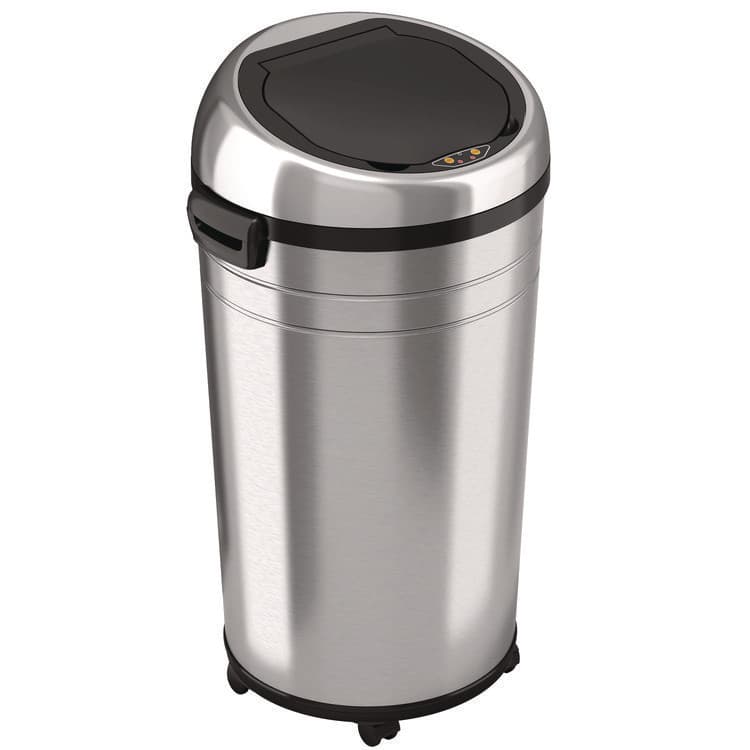 HLS COMMERCIAL Extra-Large Sensor Trash Can with Wheels, 23 gal, Plastic/Stainless Steel, Silver/Black (HLMHLS23RC)
