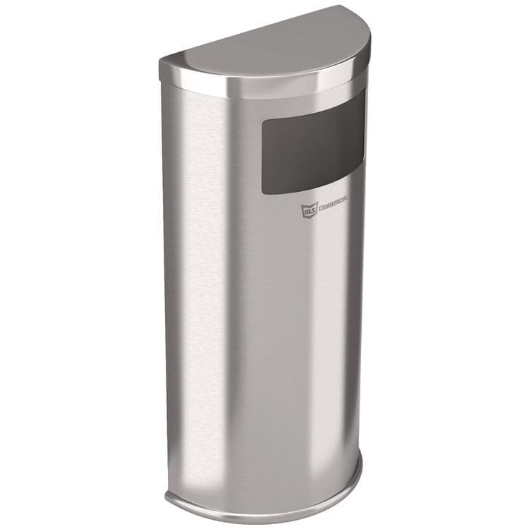 HLS COMMERCIAL Side-Entry Trash Can with Wall Mount, 9 gal, Stainless Steel, Silver (HLMHLSC01G09A)