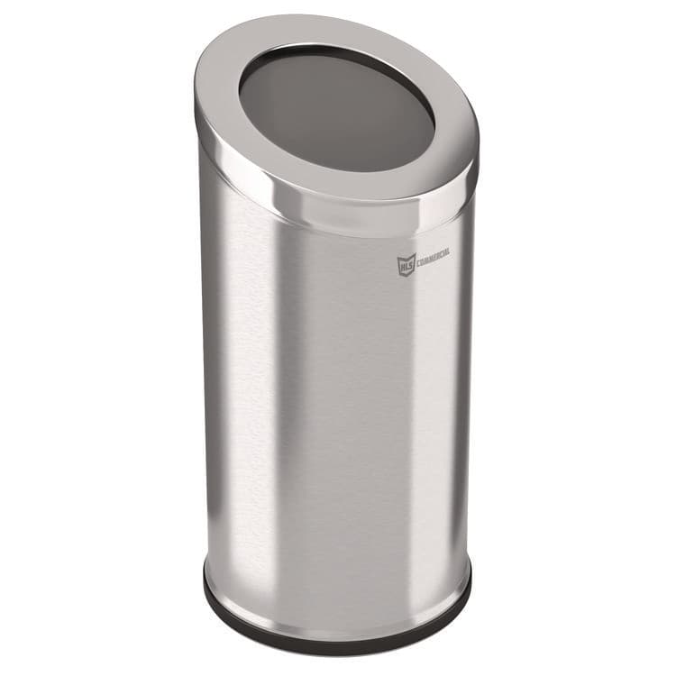 HLS COMMERCIAL Beveled Open Top Trash Can, 15 gal, Stainless Steel, Silver (HLMHLSC04G15A)