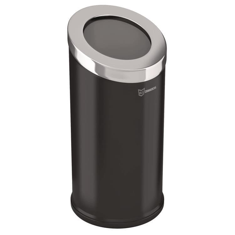 HLS COMMERCIAL Beveled Open Top Trash Can, 15 gal, Stainless Steel, Black (HLMHLSC04G15B)