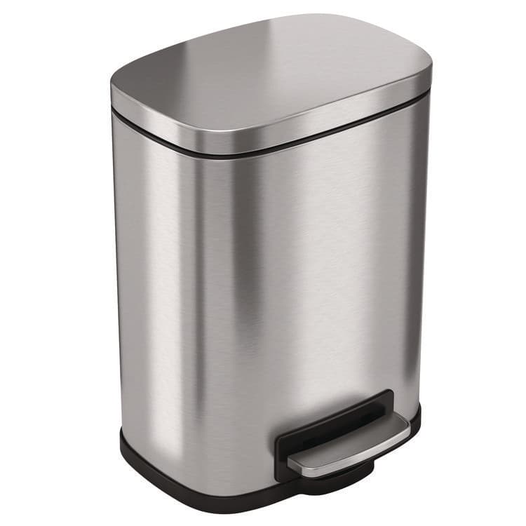 HLS COMMERCIAL Step Pedal Trash Can, 1.3 gal, Plastic/Stainless Steel, Silver (HLMHLSS01R)