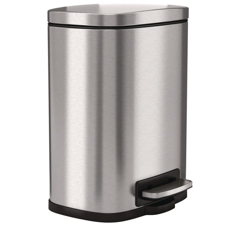 HLS COMMERCIAL Fire-Resistant Step Pedal Trash Can, 1.3 gal, Plastic/Stainless Steel, Silver (HLMHLSS01RFR)