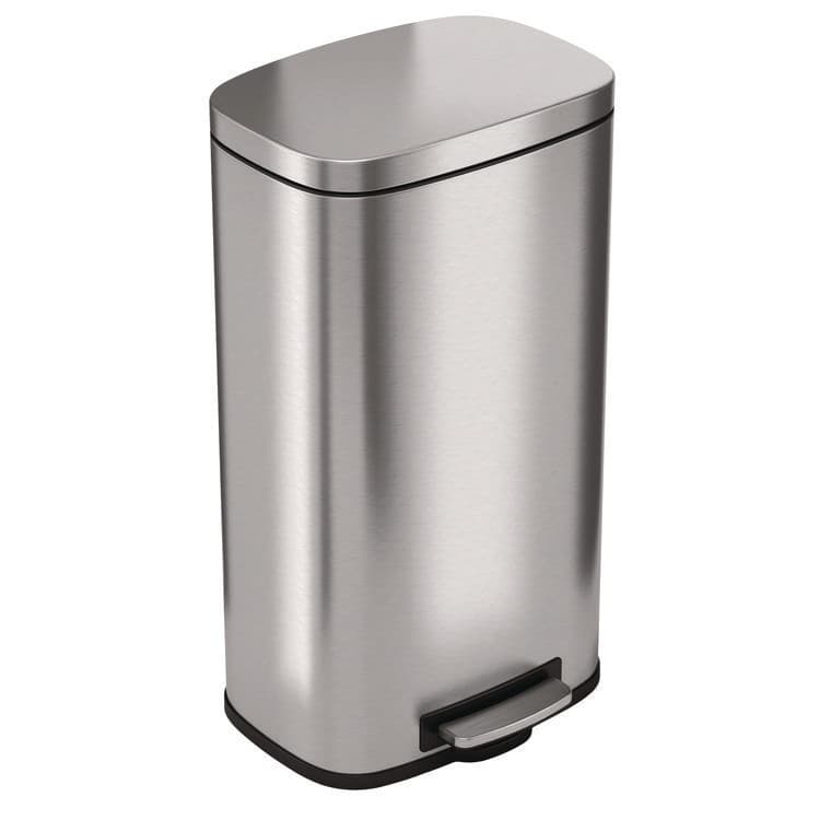 HLS COMMERCIAL Step Pedal Trash Can, 8 gal, Plastic/Stainless Steel, Silver (HLMHLSS08R)
