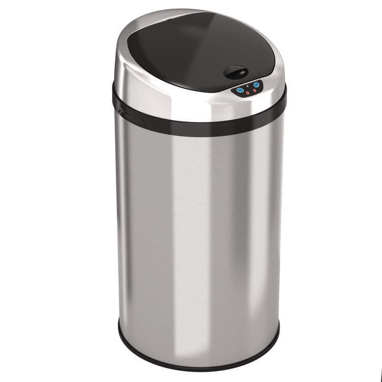 HLS COMMERCIAL Sensor Trash Can, 8 gal, Plastic/Stainless Steel, Silver (HLMHLS08RCB)