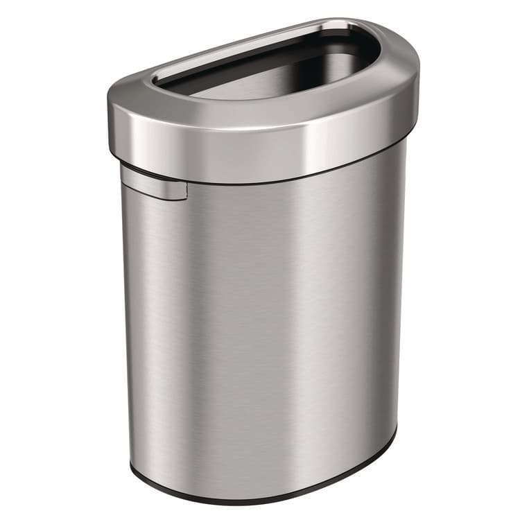 HLS COMMERCIAL Open Top Trash Can, Half-Round, 18 gal, Plastic/Stainless Steel, Silver (HLMHLS18DOT)