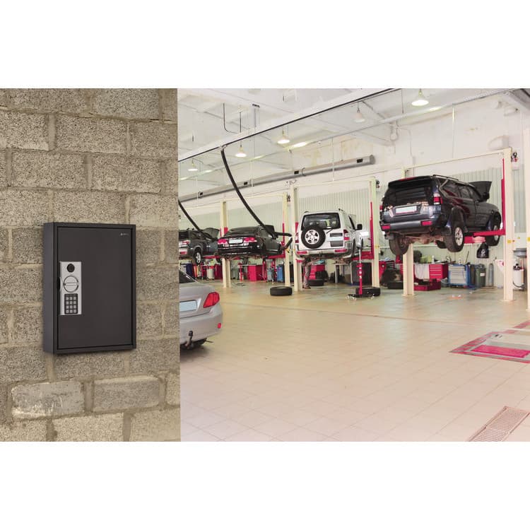 ADIROFFICE Steel Digital Lock Key Cabinet, 60-Key, 13 x 2.6 x 17, Stainless Steel 304, Black (ALHI68060BLK) thumbnail 2