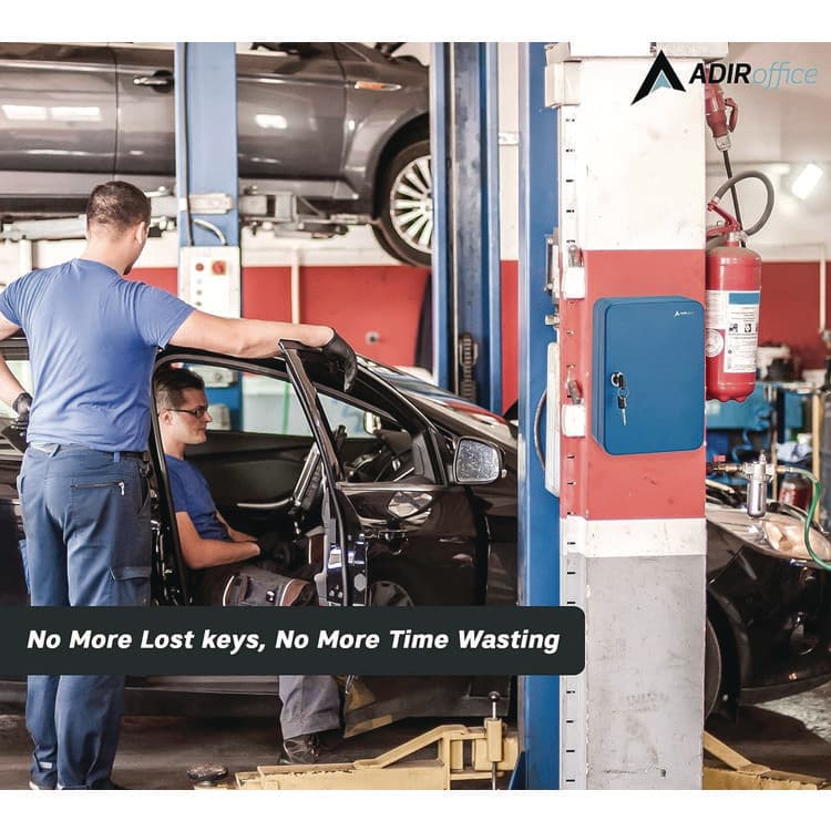 ADIROFFICE Steel Secure Key Cabinet with Key Lock, 48-Key, 7.1 x 3.1 x 10, Stainless Steel 304, Blue (ALHI68148BLU) thumbnail 3