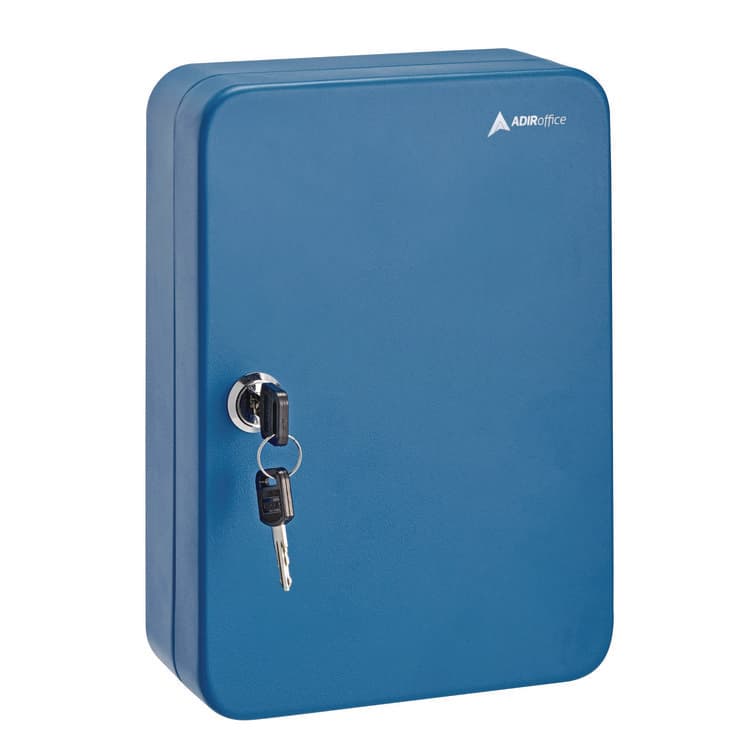 ADIROFFICE Steel Secure Key Cabinet with Key Lock, 48-Key, 7.1 x 3.1 x 10, Stainless Steel 304, Blue (ALHI68148BLU)