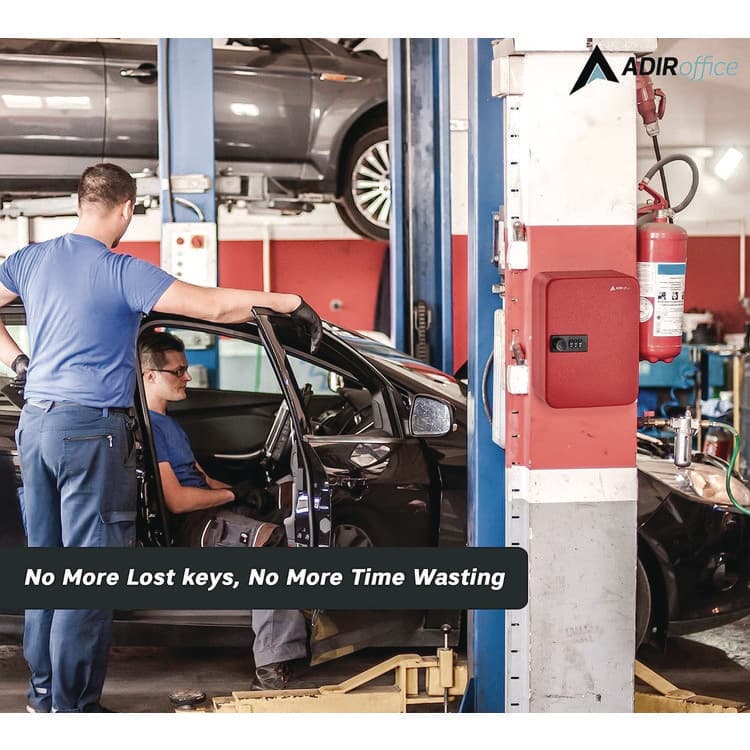 ADIROFFICE Steel Heavy-Duty Key Cabinet with Combination Lock, 30-Key, 6.4 x 3 x 8, Stainless Steel 304, Red (ALHI68230RED) thumbnail 4