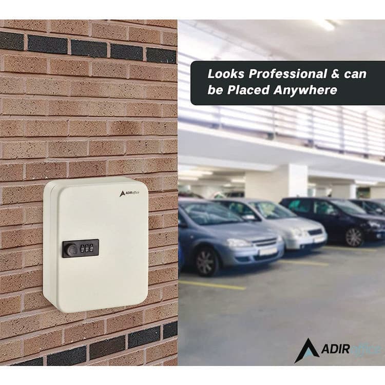 ADIROFFICE Steel Heavy-Duty Key Cabinet with Combination Lock, 30-Key, 6.4 x 3 x 8, Stainless Steel 304, White (ALHI68230WHI) thumbnail 3