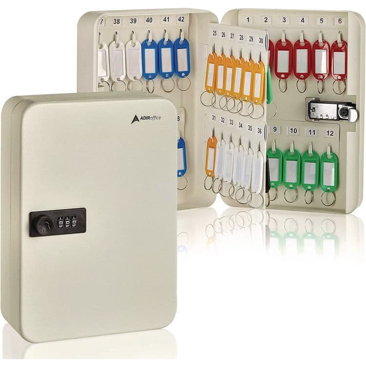 ADIROFFICE Steel Heavy-Duty Key Cabinet with Combination Lock, 48-Key, 7.1 x 3 x 10, Stainless Steel 304, White (ALHI68248WHI) thumbnail 2