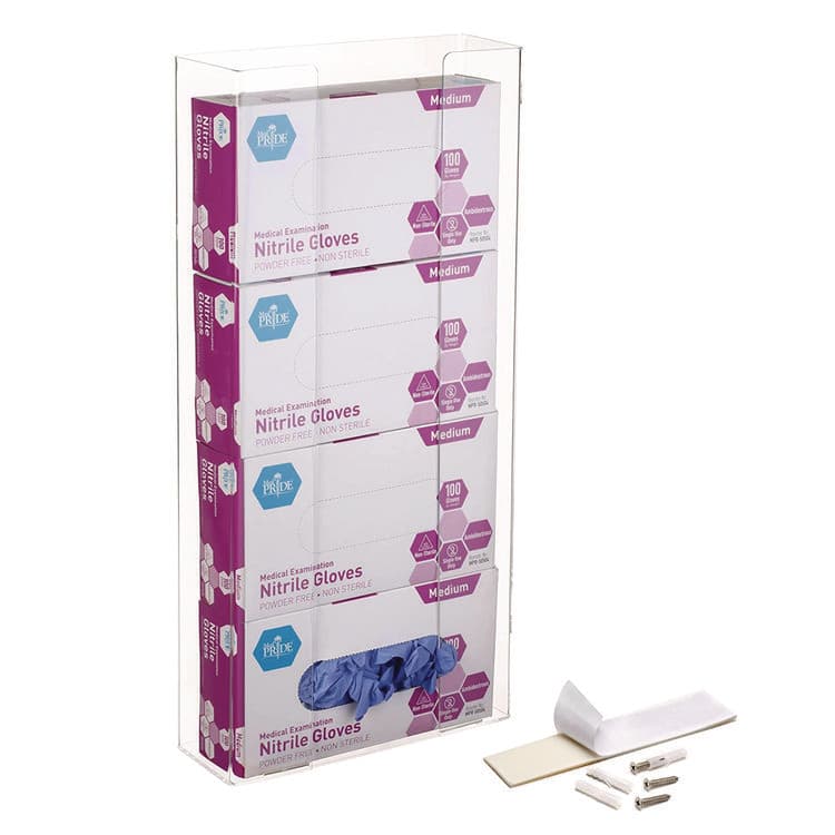 ADIRMED Acrylic Glove Dispenser, Quad Box Capacity, 10.2 x 3.5 x 21.1, Clear (ALHI90204) thumbnail 2