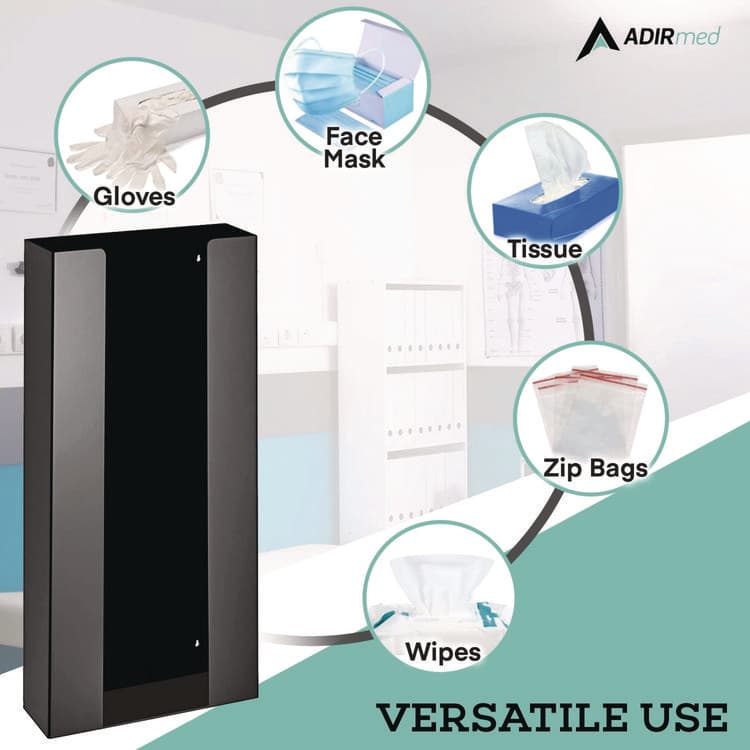 ADIRMED Acrylic Glove Dispenser, Quad Box Capacity, 10.2 x 3.5 x 21.1, Black (ALHI90204BLK) thumbnail 2