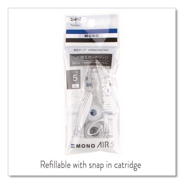 AMERICAN TOMBOW . MONO Air Pen-Type Correction Tape, Refillable, 0.19" x 19.67 ft, White Tape, Clear Dispenser (TOM68697) thumbnail 3