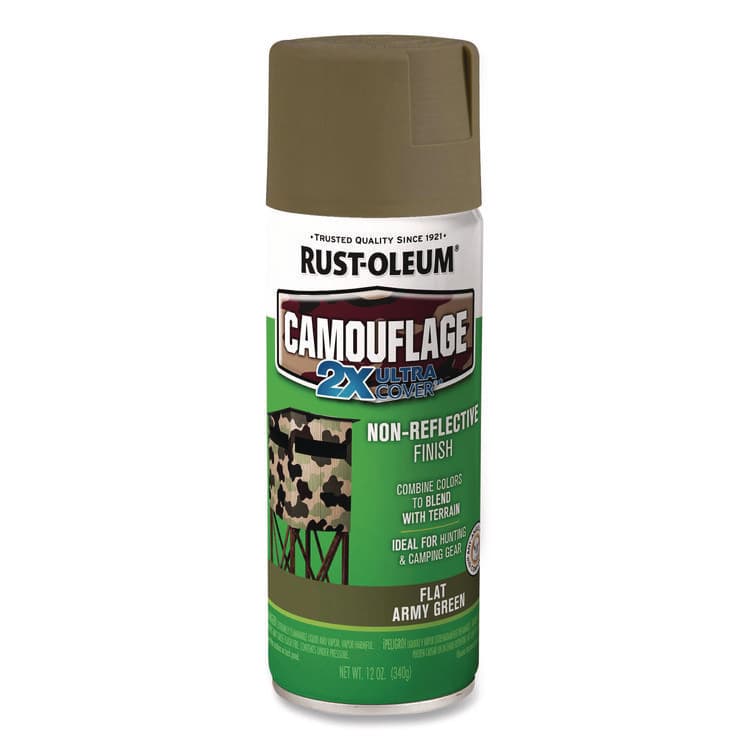 RUST-OLEUM CORPORATION Camouflage Spray Paint, Flat Army Green, 12 oz Aerosol Can (RST279176)