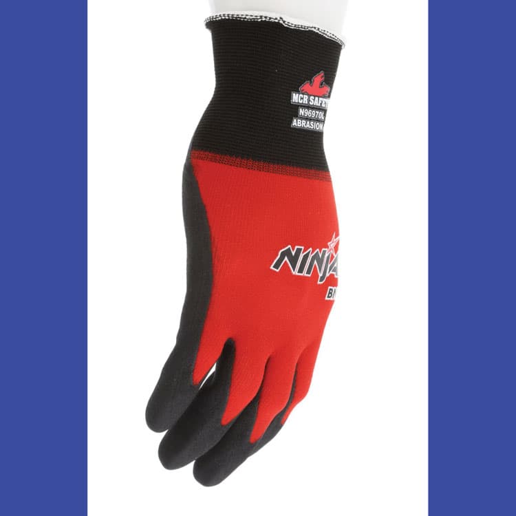 MCR SAFETY Ninja BNF N96970 Gloves, 10" Long, Large, Black/Red, 12 Pairs (CRWN96970L) thumbnail 2