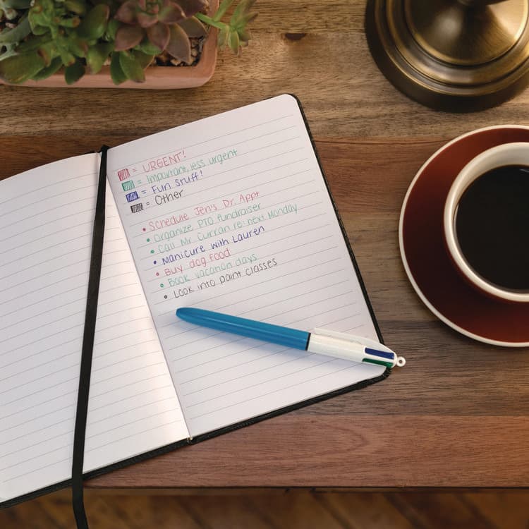 BIC CORP. 4-Color Ballpoint Pen, Retractable, Medium 1 mm, Black/Blue/Green/Red Ink Colors, Randomly Assorted Barrel Colors, 3/PK (BICMMP31) thumbnail 3