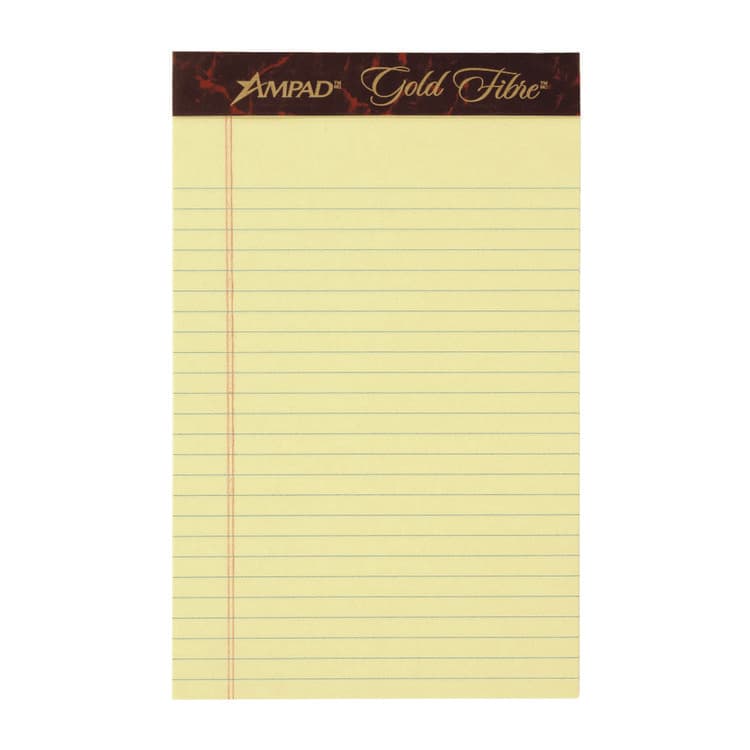 AMPAD/DIV. OF AMERCN PD&PPR Gold Fibre Quality Writing Pads, Medium/College Rule, (50) Canary Yellow 5 x 8 Sheets, Dozen (TOP20004) thumbnail 3