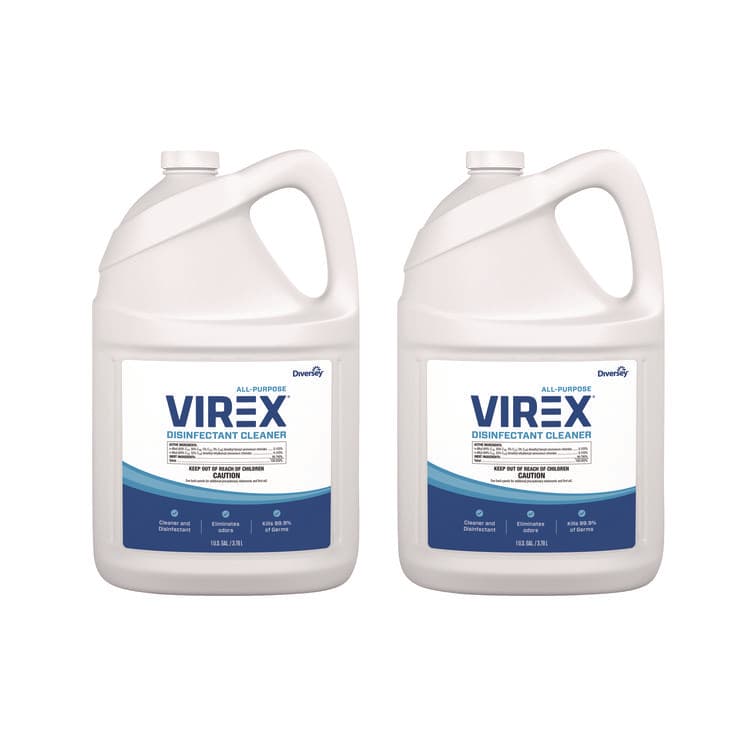 DIVERSEY Virex All-Purpose Disinfectant Cleaner, Lemon Scent, 1 gal Container, 2/Carton (DVOCBD540557)
