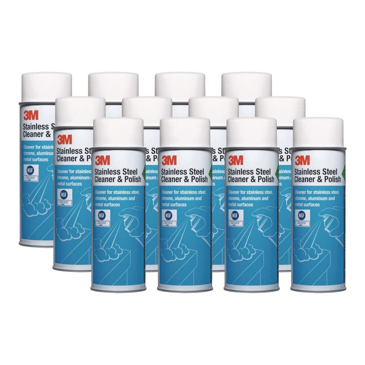 3M/COMMERCIAL TAPE DIV. Stainless Steel Cleaner and Polish, Lime Scent, Foam, 21 oz Aerosol Spray, 12/Carton (MMM14002)