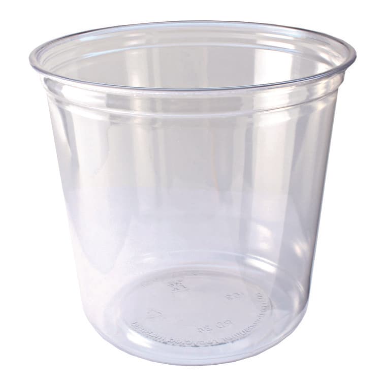 FABRI-KAL Recycleware Round Deli Container, 24 oz, 4.6" Diameter x 3.6" h, Clear, Plastic, 500/Carton (FABRD24)
