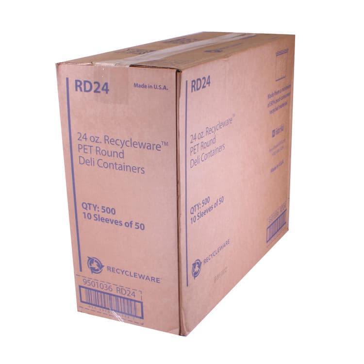 FABRI-KAL Recycleware Round Deli Container, 24 oz, 4.6" Diameter x 3.6" h, Clear, Plastic, 500/Carton (FABRD24) thumbnail 2