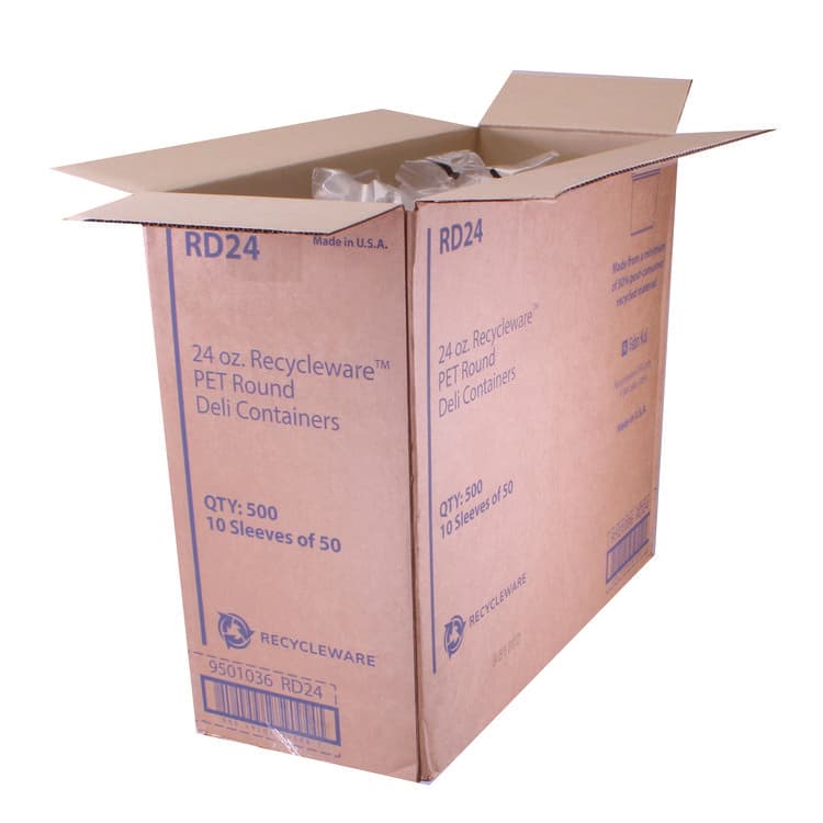 FABRI-KAL Recycleware Round Deli Container, 24 oz, 4.6" Diameter x 3.6" h, Clear, Plastic, 500/Carton (FABRD24) thumbnail 3