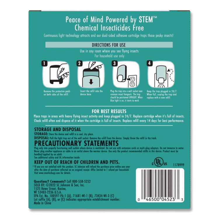 SC JOHNSON STEM Light Trap, with Refill, 4/Carton (SJN372853) thumbnail 4