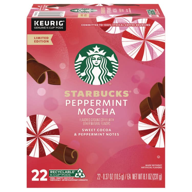 KEURIG DR PEPPER Peppermint Mocha K-Cup, 22/Box, 4/Carton (SBK12437832CT)