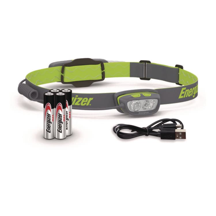 EVEREADY BATTERY Pro Series Multi-Color Hybrid Headlamp, Rechargeable Lithium Ion Battery/4 AAA Batteries (Included), Gray/Green (EVEENY38A42P)