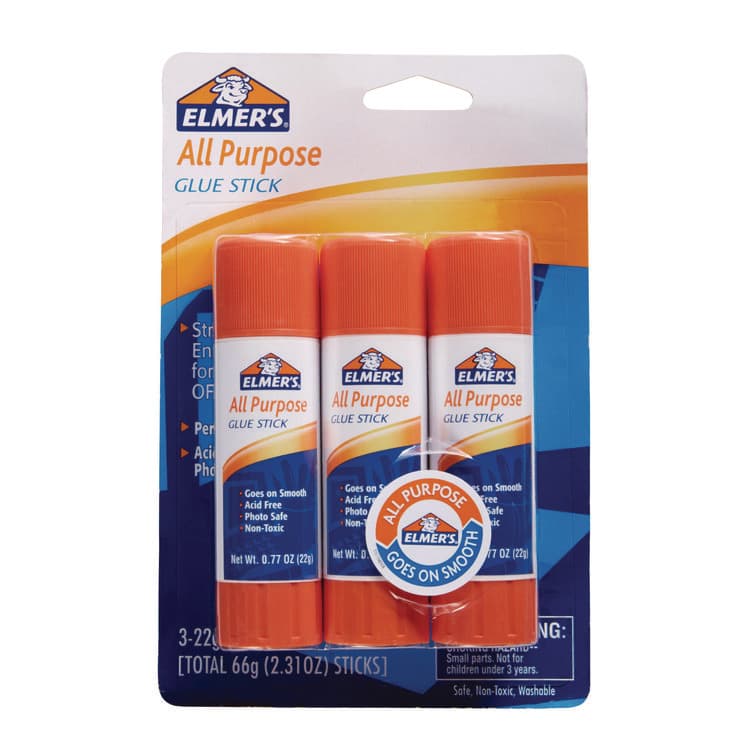 ELMER'S PRODUCTS, . All Purpose Glue Stick, 0.77 oz, Dries Clear, 3/Pack (EPIE5022) thumbnail 2