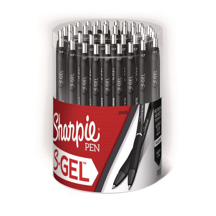 SANFORD S-Gel High-Performance Gel Pen, Retractable, Medium 0.7 mm, Black Ink, Black Barrel, 36/Pack (SAN2096180)