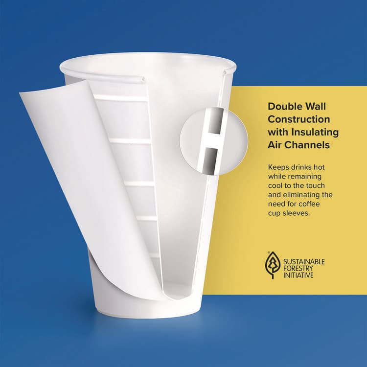 DART Thermoguard Insulated Paper Hot Cups, 8 oz, White Sustainable Forest Design, 1,000/Carton (DCCDWTG8WCT) thumbnail 2