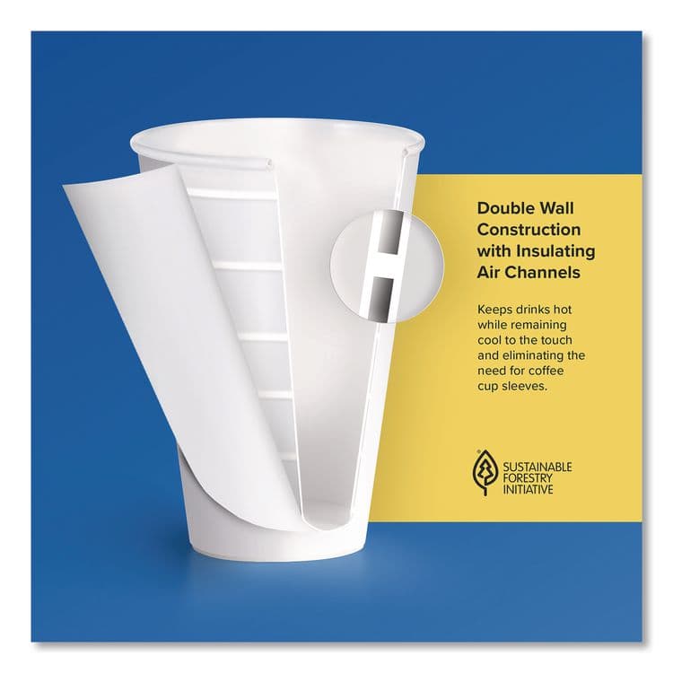 DART Thermoguard Insulated Paper Hot Cups, 16 oz, White Sustainable Forest Design, 30/Pack (SCCDWTG16WPK) thumbnail 2