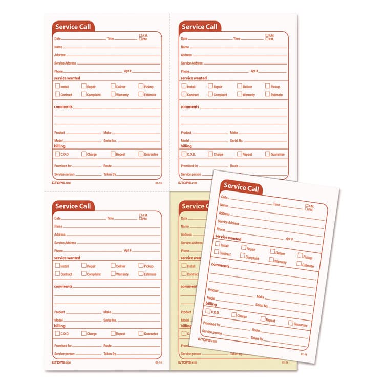 TOPS BUSINESS FORMS Service Call Book, Two-Part Carbonless, 5.5 x 3.88, 4 Forms/Sheet, 200 Forms Total (TOP4100) thumbnail 3