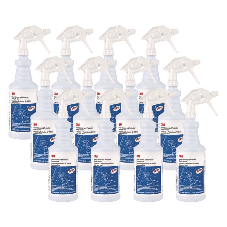 3M/COMMERCIAL TAPE DIV. Ready-to-Use Glass Cleaner with Scotchgard, Apple, 32 oz Spray Bottle, 12/Carton (MMM85788CT)